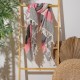 Prosop plajă XXL bumbac 100%, 100x180 cm, Galben/Albastru/Crem cu franjuri, ultra absorbant și compact