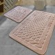 Set 2 covorase baie Alessia Home Bambi Cotton bej cu model geometric