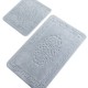 Set 2 covorase baie Tropik Home Elite bej din bumbac cu model embosat, dimensiuni 60x100 si 50x60 cm