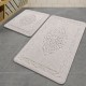Set 2 covorase baie Tropik Home Elite maro din bumbac cu model embosat