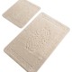 Set 2 covorase baie Tropik Home Elite bej din bumbac cu model embosat, dimensiuni 60x100 si 50x60 cm