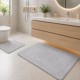 set 2 covorase baie bumbac Elite Gri Tropik Home cu model embosat si bordura decorativa