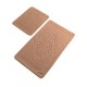 Set 2 covorase baie Tropik Home Elite bej din bumbac cu model embosat, dimensiuni 60x100 si 50x60 cm
