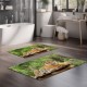 Set 2 covorase baie catifelate, imprimeu digital cu cai, antiderapante