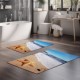 Set 2 covorase baie catifelate, imprimeu digital cu cai, antiderapante