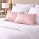 Cearceaf pat dublu 240x260 cm bumbac satinat premium Roz Pudra First Choice