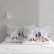 Set 2 fete de perna craciun glow bumbac 100% 50x70cm cu cabana si peisaj de iarna