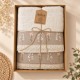 Set 2 prosoape bej Arliva Home din bumbac 100% cu broderie pasarele, ambalate in cutie