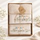 Set 2 prosoape Arliva Home 50x90 cm, bej si verde, din bumbac cu broderie pasarele, in cutie