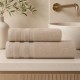 Set 2 prosoape baie bumbac 100% terry 500 GSM Rabi crem cu bordura texturata