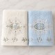 Set 2 prosoape Arliva Home 50x90 cm, ecru si bej, cu broderii florale lila si roz-somon si dantela decorativa