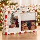 Set 2 prosoape Brazi, alb si rosu, cu bordura alba imprimata cu braduti multicolori, in cutie Lenjerii Deosebite