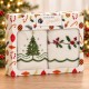 Set 2 prosoape Brazi, alb si rosu, cu bordura alba imprimata cu braduti multicolori, in cutie Lenjerii Deosebite