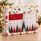 Set 2 prosoape albe Brad si Ursulet, cu brad decorat, ursuleti si detalii in carouri, in cutie Lenjerii Deosebite