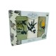 Set 3 prosoape bucatarie bumbac 100% cu broderie Olive verde 30x50 cm in cutie eleganta