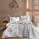 Set 5 piese, lenjerie de pat + patura, Nazenin Home, Amazon Petrol