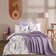 Set lenjerie de pat dublu Nazenin Home Nesta din bumbac ranforce 100%, cu design elegant de lavandă pe fundal alb și accente lila, confortabil și durabil, set de 6 piese.