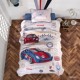Set cuvertura pat copii cu masini de curse rosii Racing Team bumbac 100%