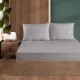 Set husa de pat cu elastic si 2 fete de perna, bumbac ranforce, gri, 180x200 cm, potrivita pentru saltele de pana la 30 cm inaltime
