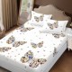 Set husa de pat cu elastic finet fluturi roz 160x200cm
