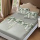 Set husa de pat cu elastic finet bej cu fluturi 160x200cm