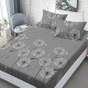 Set husa de pat cu elastic din finet Abstracta 160x200cm maro si galben