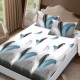 Set husa de pat cu elastic din finet Abstracta 160x200cm maro si galben