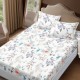 Set husa de pat cu elastic din finet Abstracta 160x200cm maro si galben