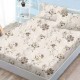 Set husă finet 160x200 cm cu elastic și 2 fețe de pernă, model flori vintage și fluturi pe fond crem