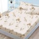 Set husă finet 160x200 cm cu elastic și 2 fețe de pernă, model flori vintage și fluturi pe fond crem