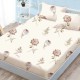 Set husă finet 160x200 cm cu elastic și 2 fețe de pernă, model flori vintage și fluturi pe fond crem