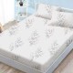Set husă finet 160x200 cm cu elastic și 2 fețe de pernă, model flori vintage și fluturi pe fond crem