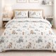 Lenjerie de pat dubla bumbac 100%  cu zane si design pastel mov roz 4 piese Fabricata in Romania
