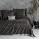 Set cuvertura Bertha Antracit jacquard 250x260 cm cu 2 fete perna si perna decorativa