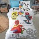 Lenjerie de pat pentru o persoană din bumbac 100% ranforce cu design roboți colorat