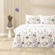 set lenjerie pat dublu cu pled TAC Elysia Pudra 5 piese