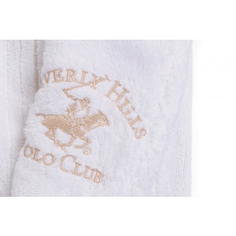 Beverly Hills Polo Club, Halat de baie unisex bumbac, marime L/XL, alb, cod 702
