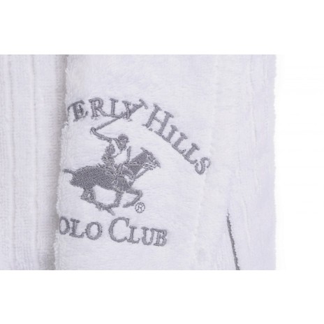 Beverly Hills Polo Club, Halat de baie unisex bumbac, marime L/XL, gri, cod 702