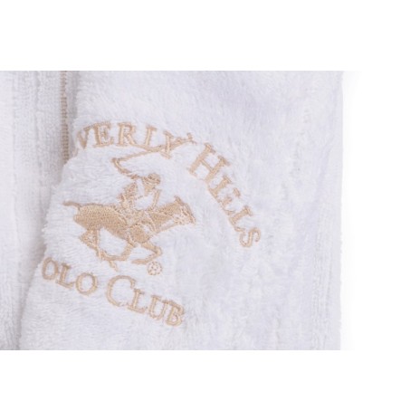 Beverly Hills Polo Club, Halat de baie unisex bumbac, marime M/L, alb, cod 702