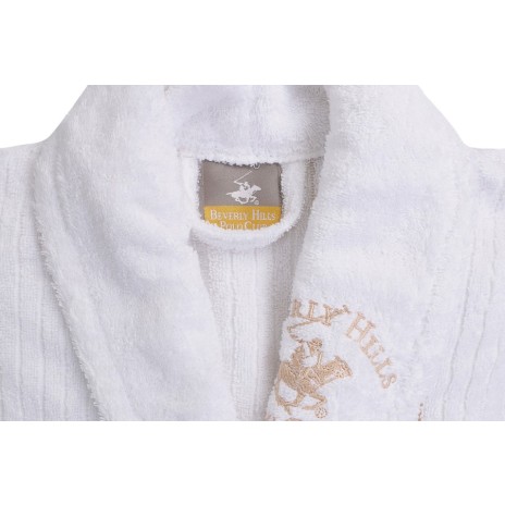 Beverly Hills Polo Club, Halat de baie unisex bumbac, marime M/L, alb, cod 702