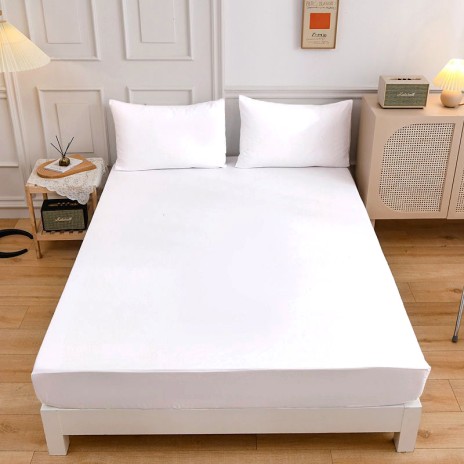Cearceaf cu elastic + 2fete perna, bumbac 100% ranforce, 160x200cm+28cm, alb