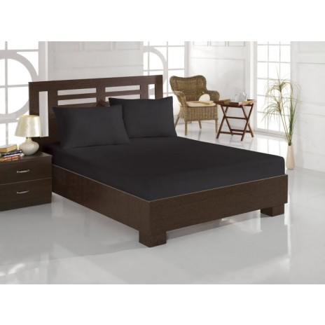 Cearceaf de pat cu elastic bumbac 100%, 160x200cm, negru