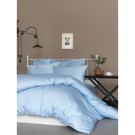Cearceaf de pat satin cu elastic bumbac 100%, 160x200cm, blue