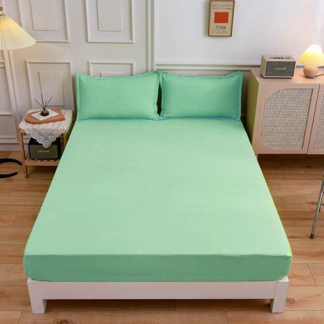 Cearceaf pat cu elastic si 2 fete perna, bumbac 100%, 140x200cm, Verde, Majoli