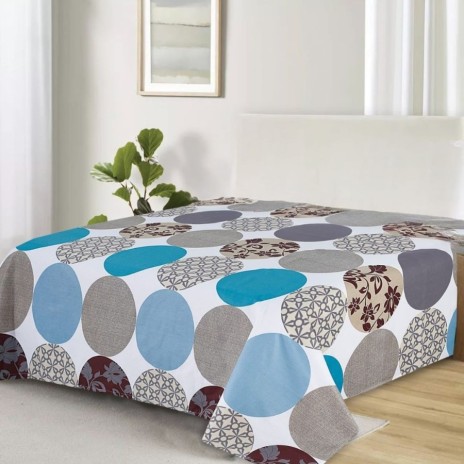 Cearceaf plat pt pat dublu din bumbac, 240x260cm, Pacific cu cercuri, pentru un plus de confort.