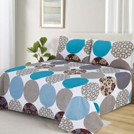 Cearceaf plat pt pat dublu din bumbac, 240x260cm, Pacific cu cercuri, pentru un plus de confort.