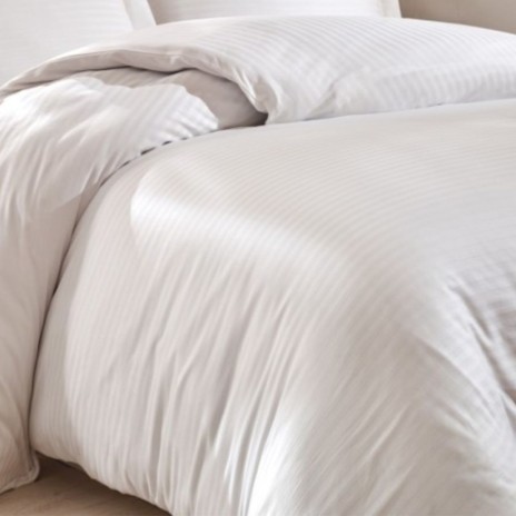 Cearceaf pilota bumbac satinat 200x220cm, Nazenin Home, Line Alb