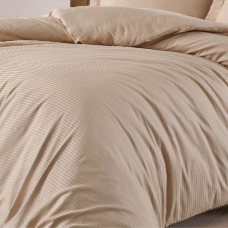 Cearceaf pilota bumbac satinat 200x220cm, Nazenin Home, Line Bej