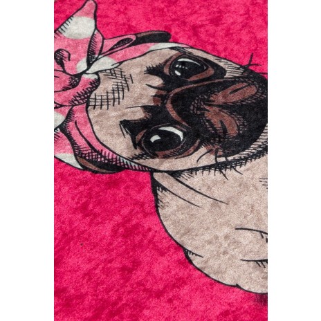 Covoras baie 40x60 cm, Alessia Home, Pink Pug DJT