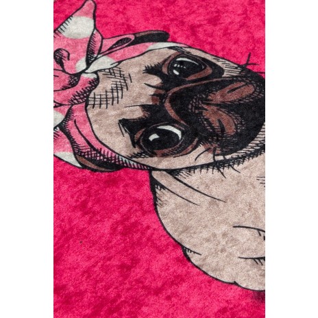 Covoras baie 40x60 cm, Alessia Home, Pink Pug DJT